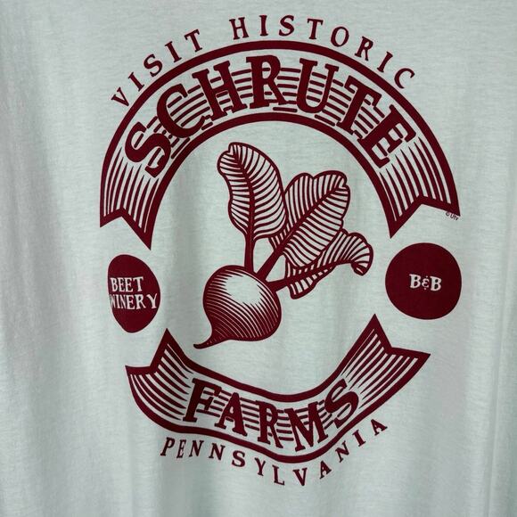 Fruit of the Loom HD Cotton Schrute Beet Farm’s White and Red Size L Men’s Tee - Picture 3 of 6